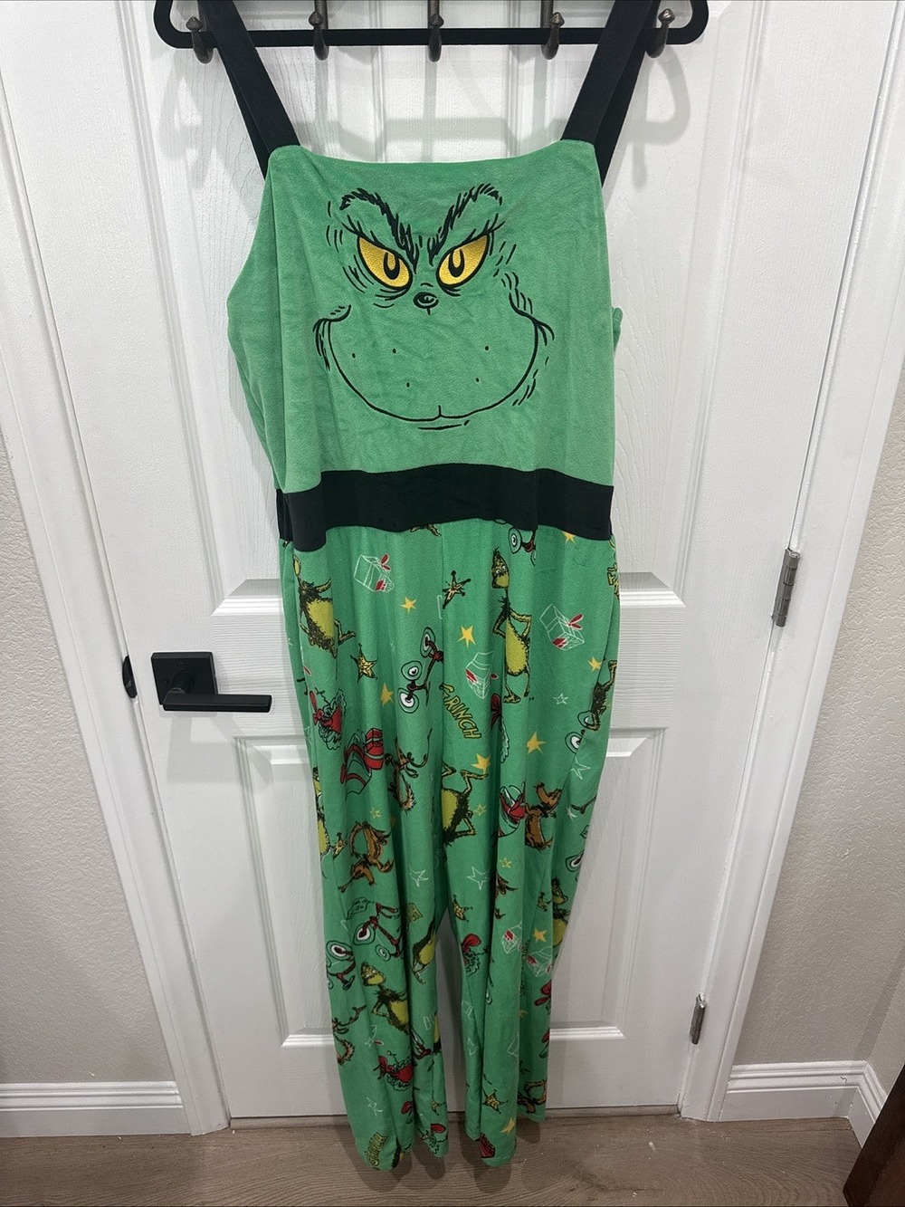 The Grinch Dr. Seuss Velvet Velour One Piece Jumpsuit Outfit Women Size XL 15-17